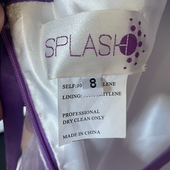 Prom pageant Splash Purple Floral Strapless Dress gown sz 8 back drawstrings - Picture 11 of 13